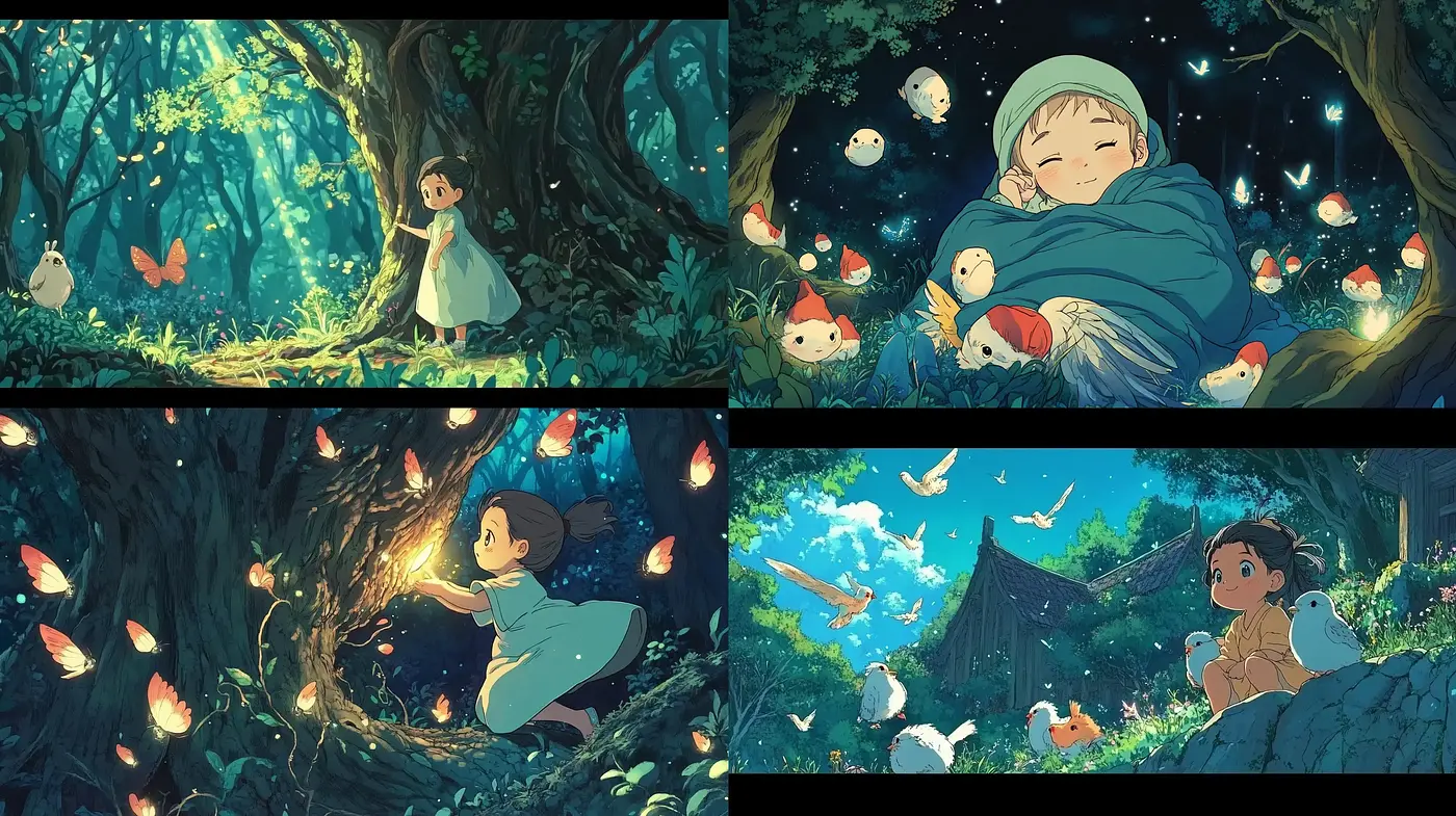 Enchanted Forest Whimsy in Luminous Anime Enclave - Midjourney sref style