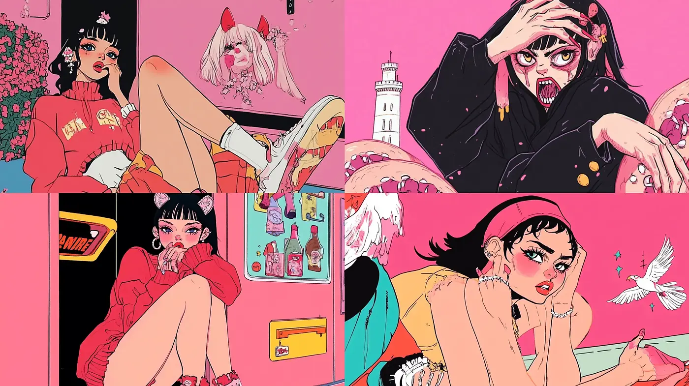 Pop Art Fusion with Edgy Manga-Inspired Aesthetics - Midjourney sref style