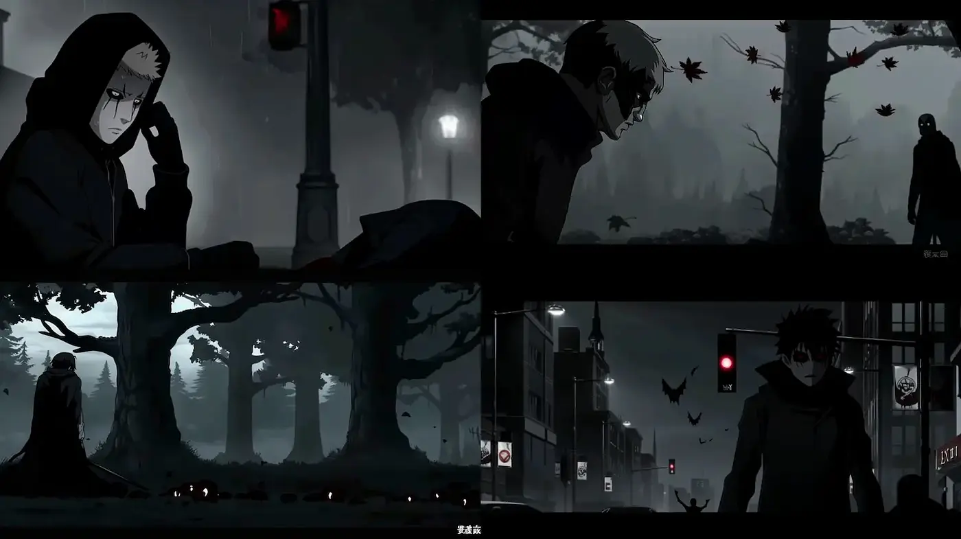 Dark Atmospheric Anime with a Touch of Urban Elements - Midjourney sref style