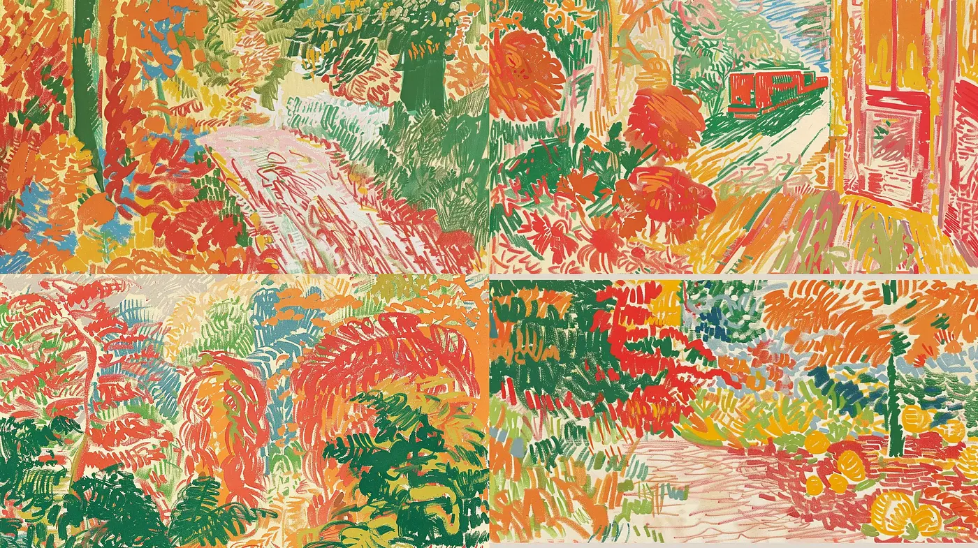 Vibrant Autumn Expressionism with Fauvist Color Sensibilities - Midjourney sref style