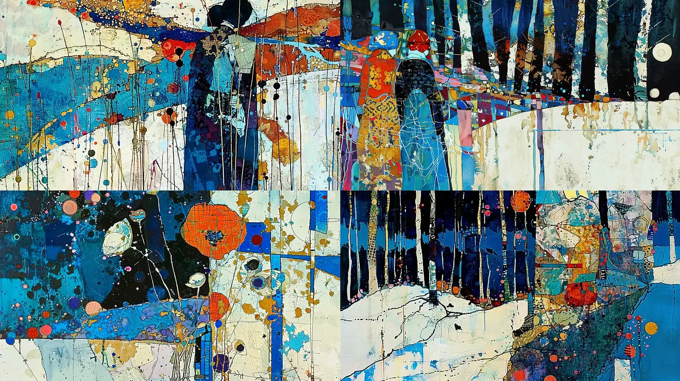 Abstract Expressionist Exploration of Fragmented Forms and Vivid Textures - Midjourney sref style