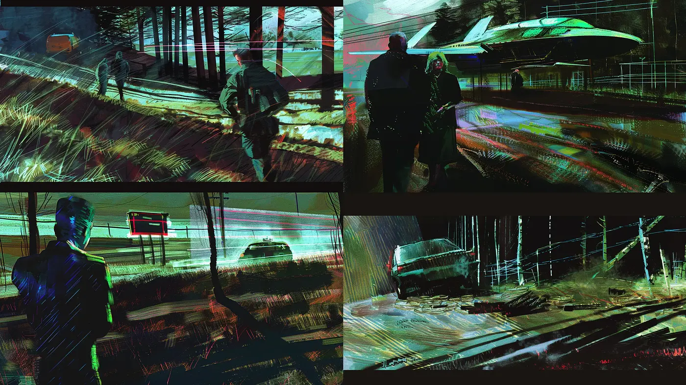 Neo-Expressionist Sci-Fi Dreamscape in Streaked Brushwork - Midjourney sref style