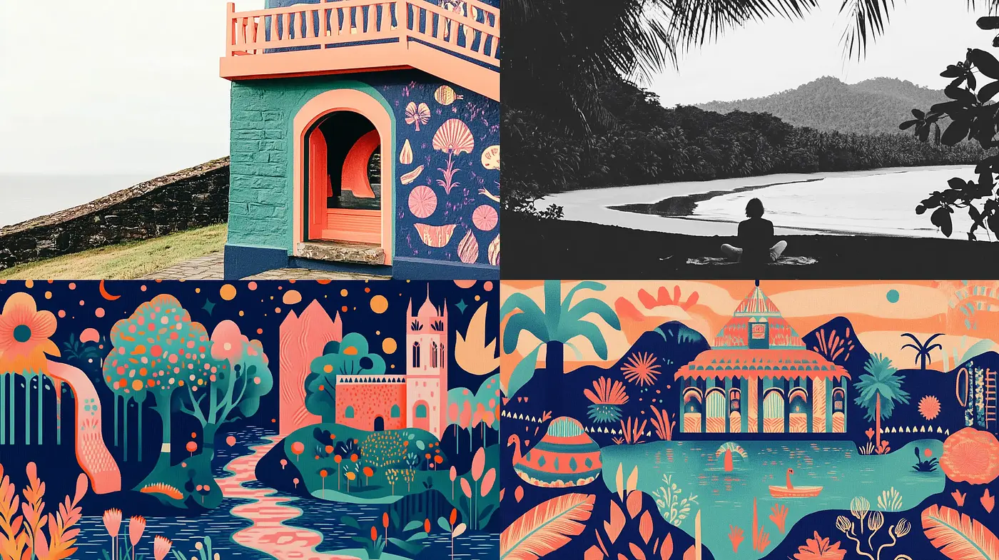 Tropical Serenity in Stylized Illustration - Midjourney sref style