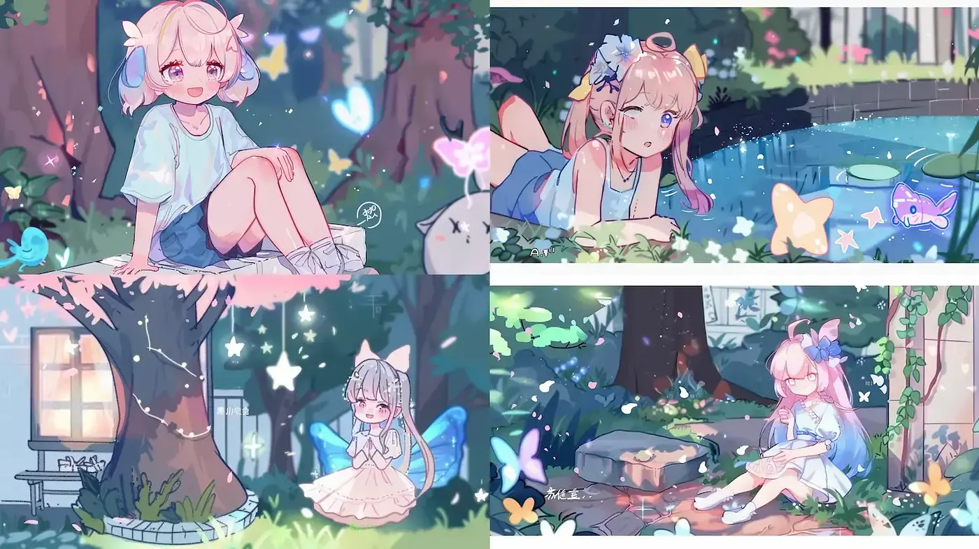 Whimsical and Enchanting Fantasy Illustration with Delicate Aesthetics - Midjourney sref style