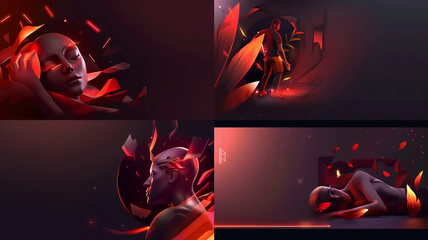 Crimson Elegance in Ethereal Fragments - Midjourney sref style