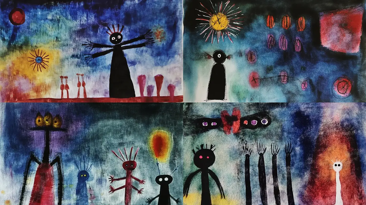 Ethereal Dreamscape with Whimsical Figures - Midjourney sref style