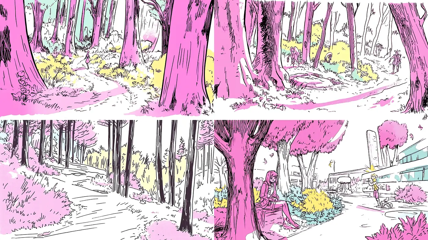 Whimsical Pastel Woodland Abstraction - Midjourney sref style