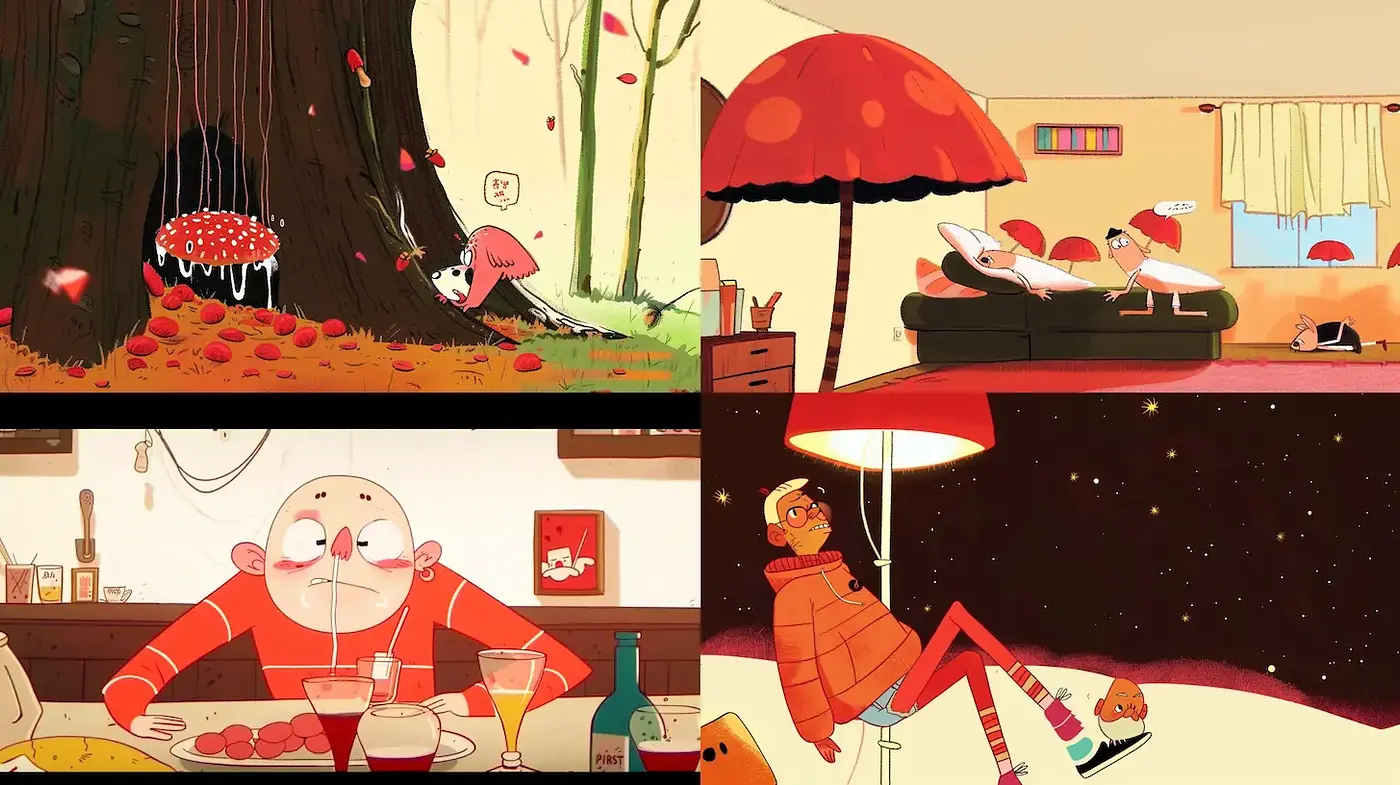 Whimsical and Cozy Illustrative Style with a Playful Touch - Midjourney sref style