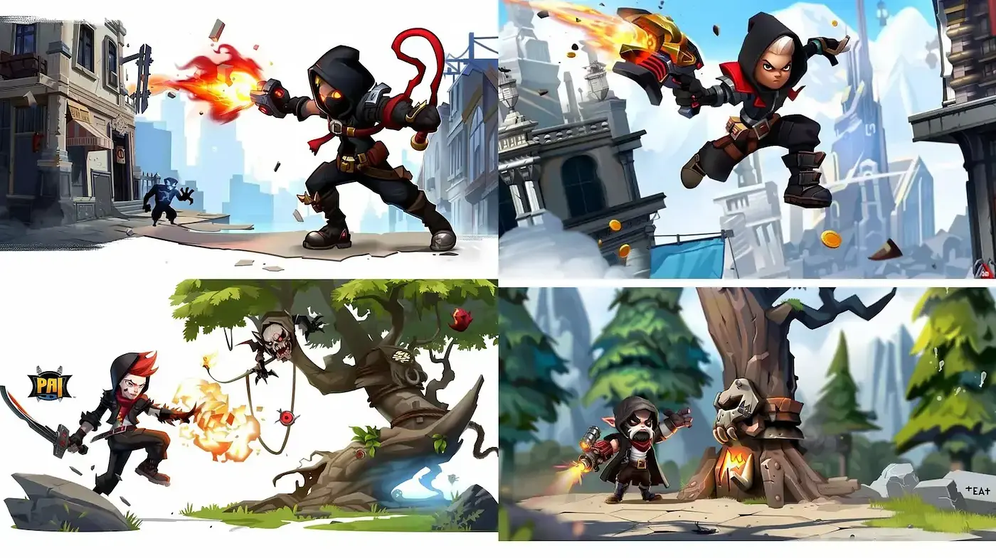 Dynamic Cartoon-Styled Action Renderings with a Vivid and Energetic Palette - Midjourney sref style