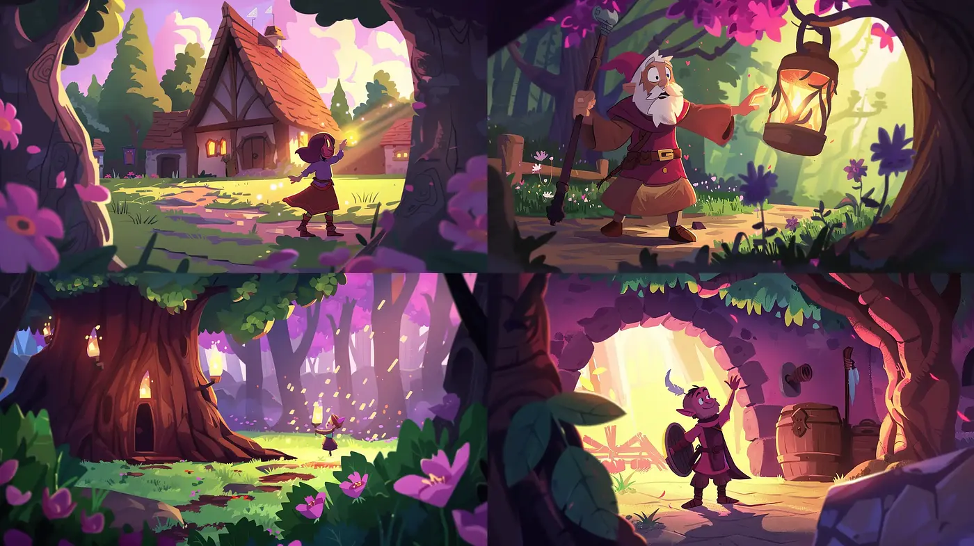 Enchanted Twilight Forest Animation Concept - Midjourney sref style