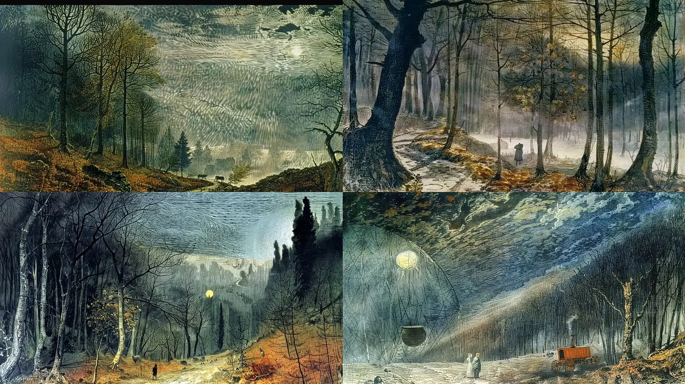Ethereal Twilight: An Exploration in Luminous and Surreal Forestry - Midjourney sref style