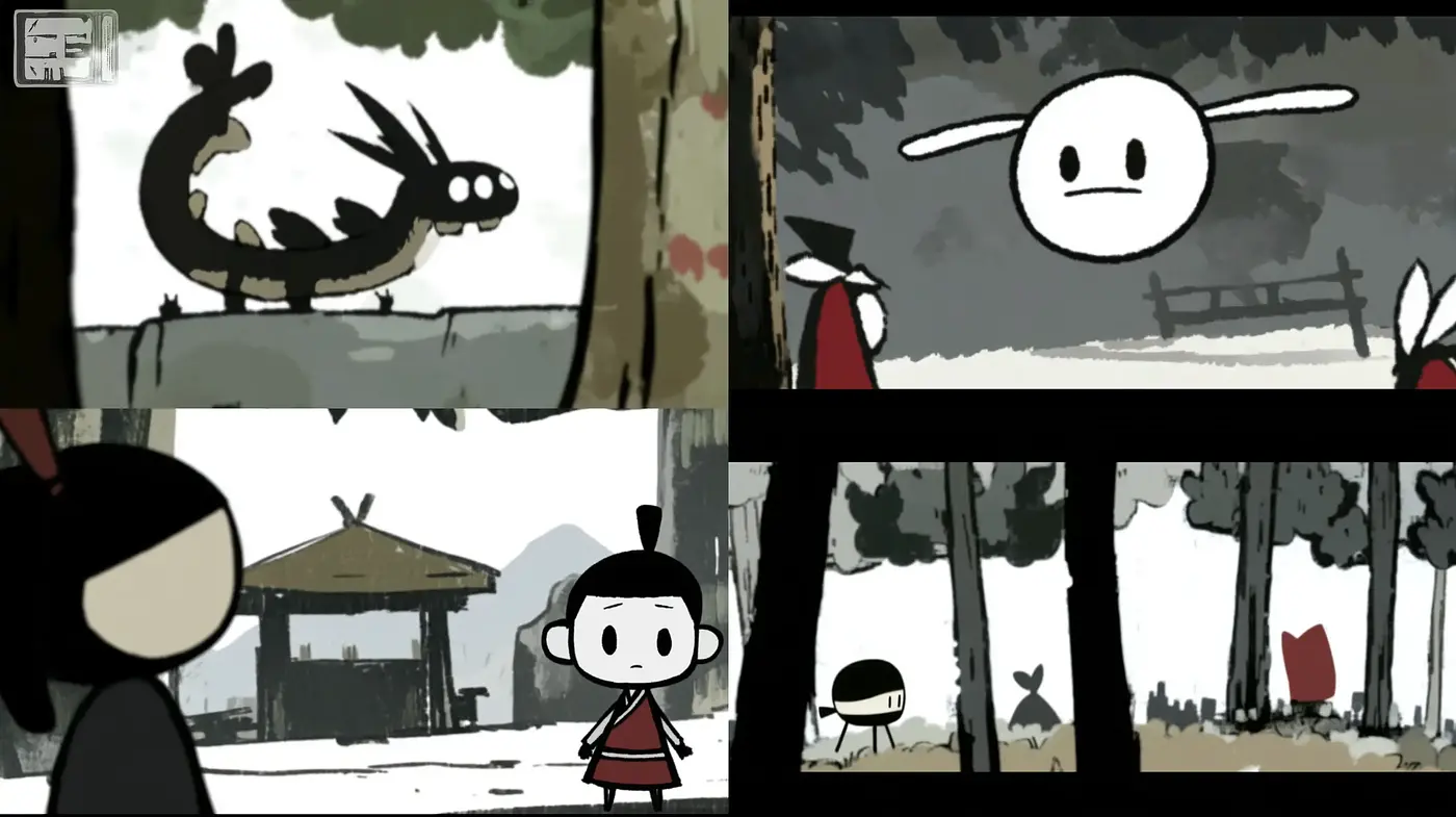Monochromatic Whimsy: A Stylized Throwback to Simplistic Animation - Midjourney sref style