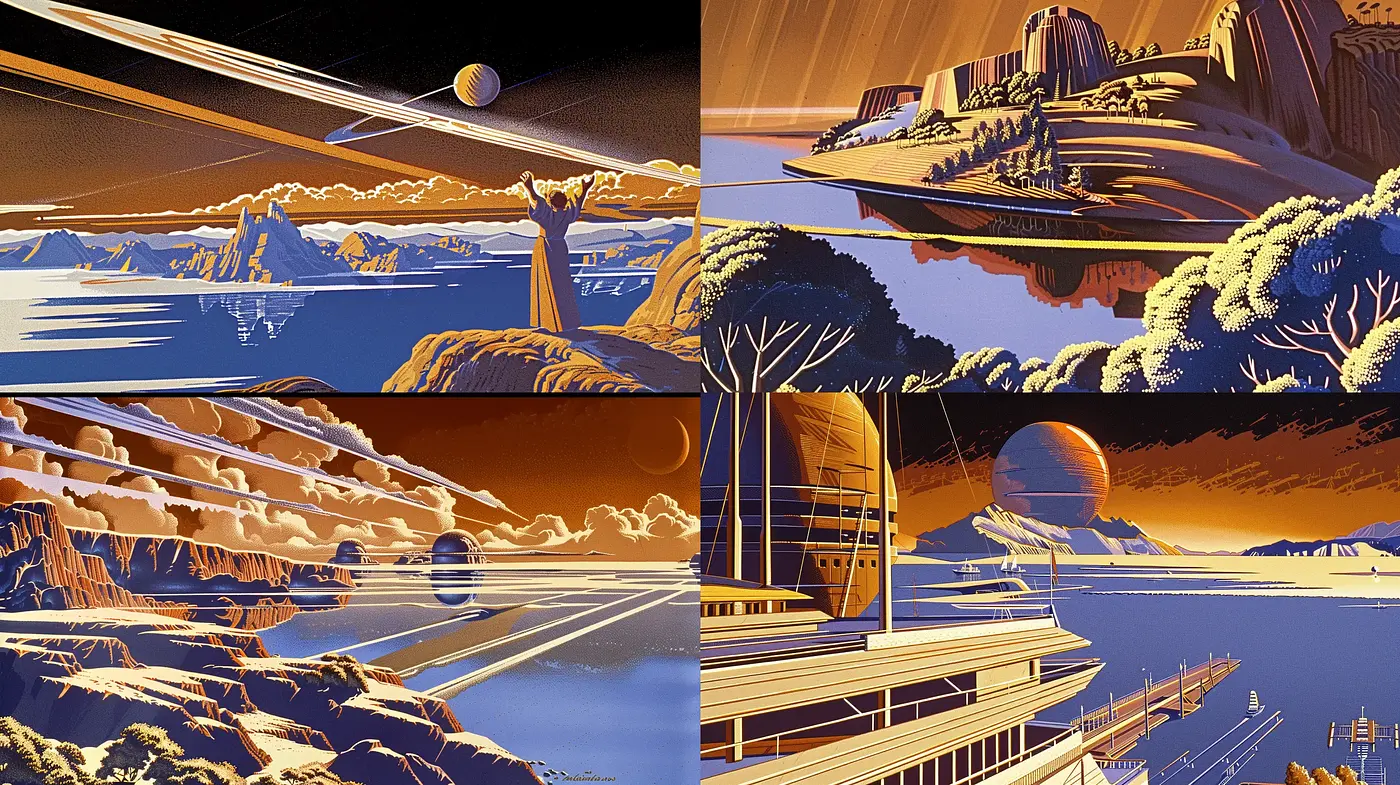 Futuristic Retro Utopia: A Homage to Art Deco Science Fiction - Midjourney sref style