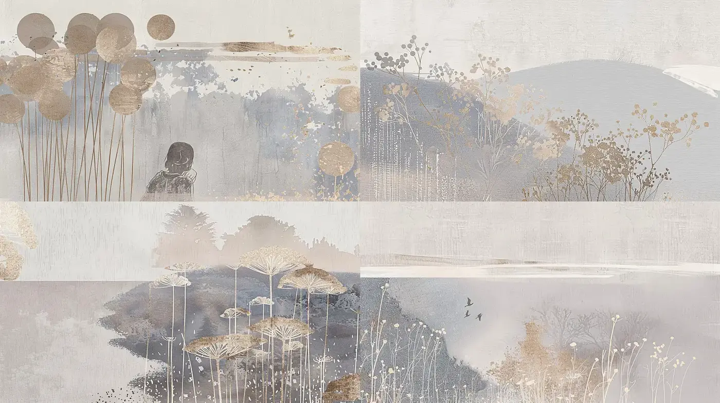Elegant Minimalism with a Touch of Nature in Soft Tones - Midjourney sref style