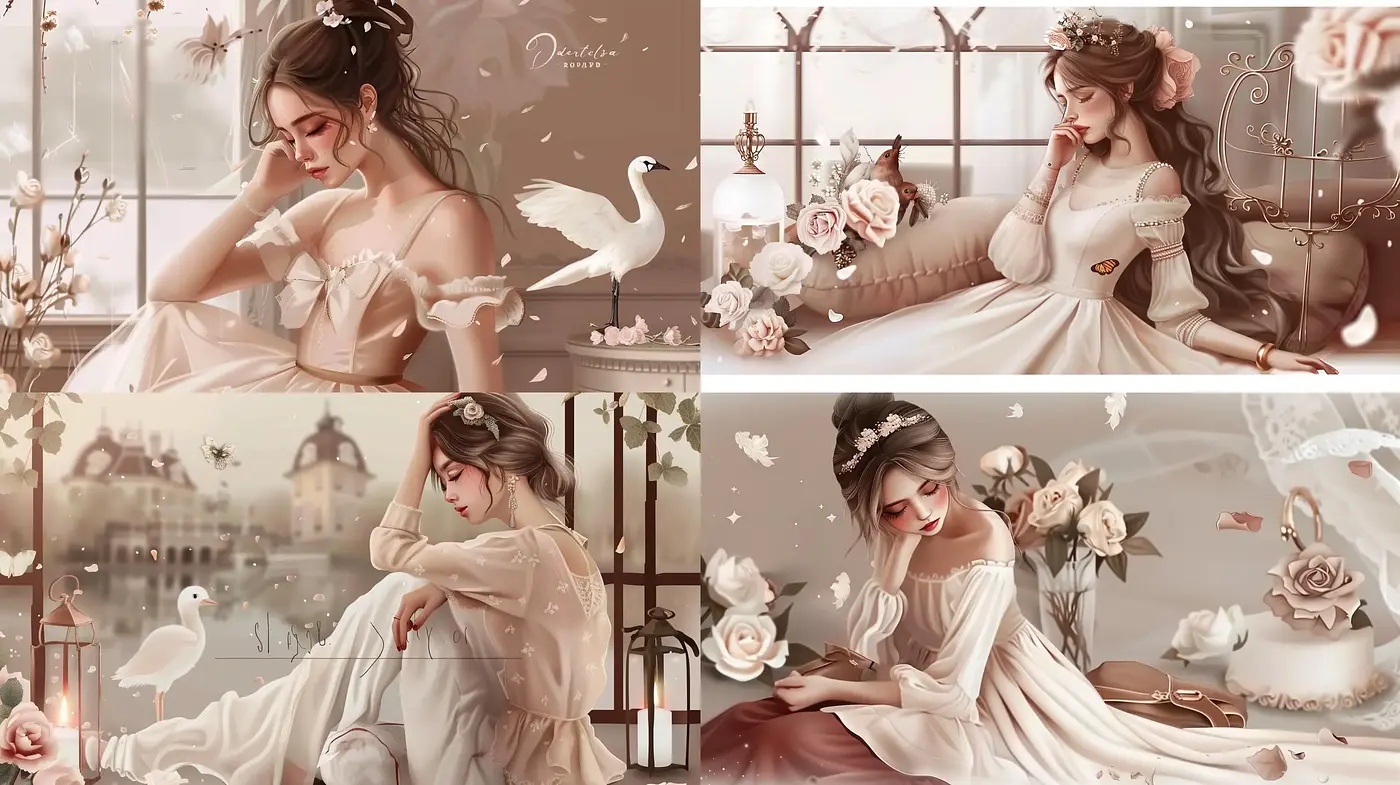 Ethereal Autumnal Elegance in Dream-Like Storybook Imagery - Midjourney sref style