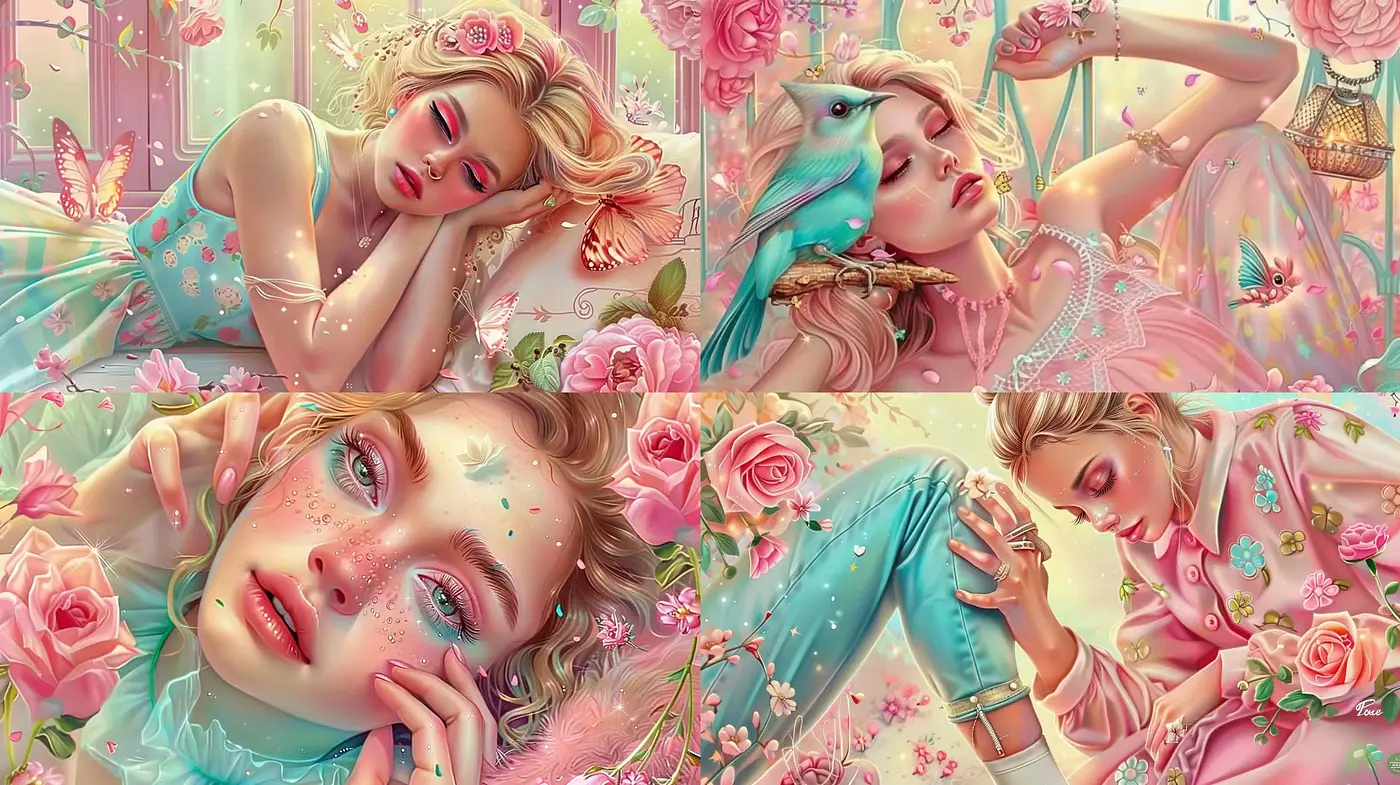 Ethereal Blooms and Whimsical Dreams: A Pastel Fantasy Portraiture - Midjourney sref style