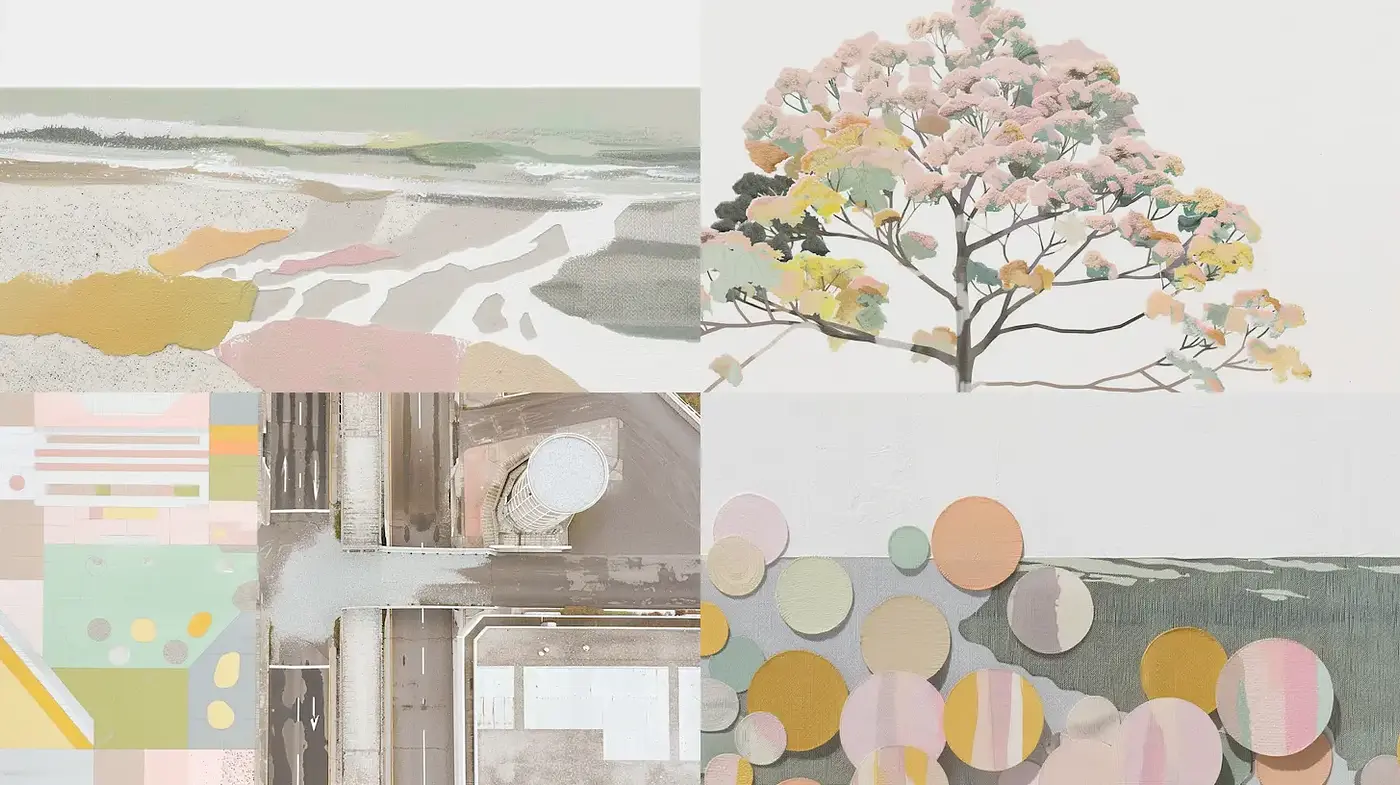 Subtle Abstract Landscapes with a Playful Aesthetic - Midjourney sref style
