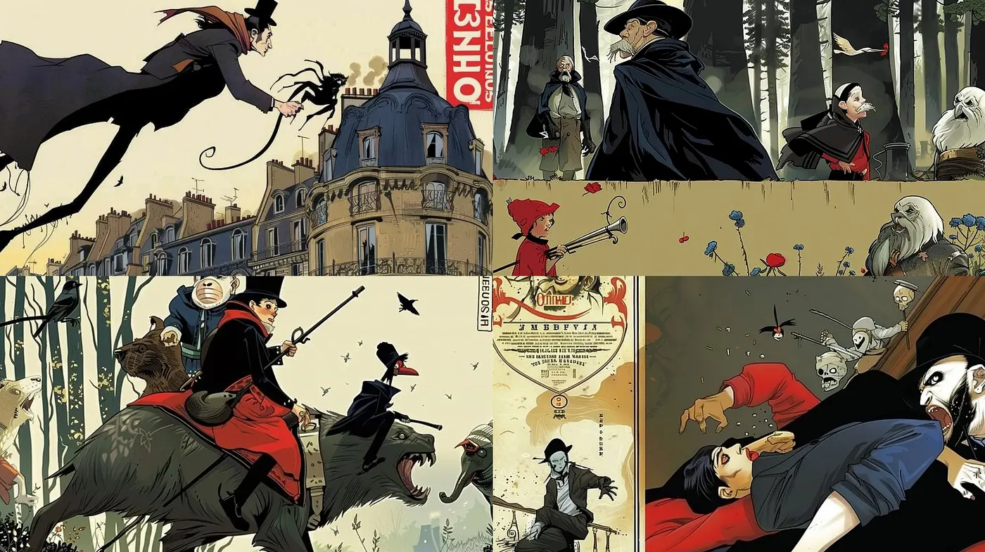 Whimsical Vintage Comic Strips with a Tinge of Nostalgia - Midjourney sref style
