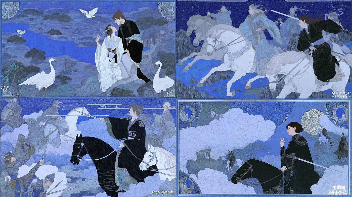 Serene Narrative with Ethereal Qualities in a Dreamlike Landscape - Midjourney sref style
