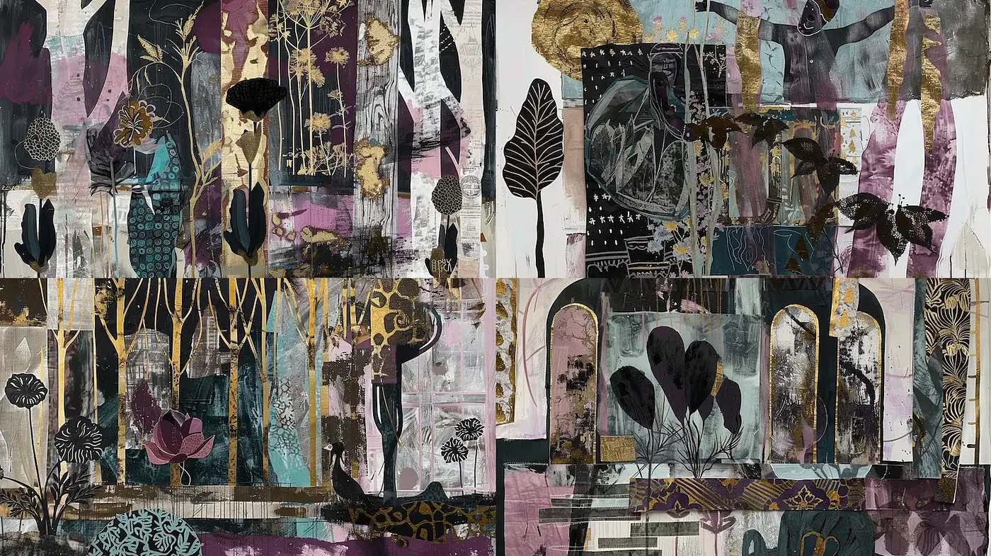 Intricate and Mysterious Nature-Inspired Collage with a Contemporary Touch - Midjourney sref style
