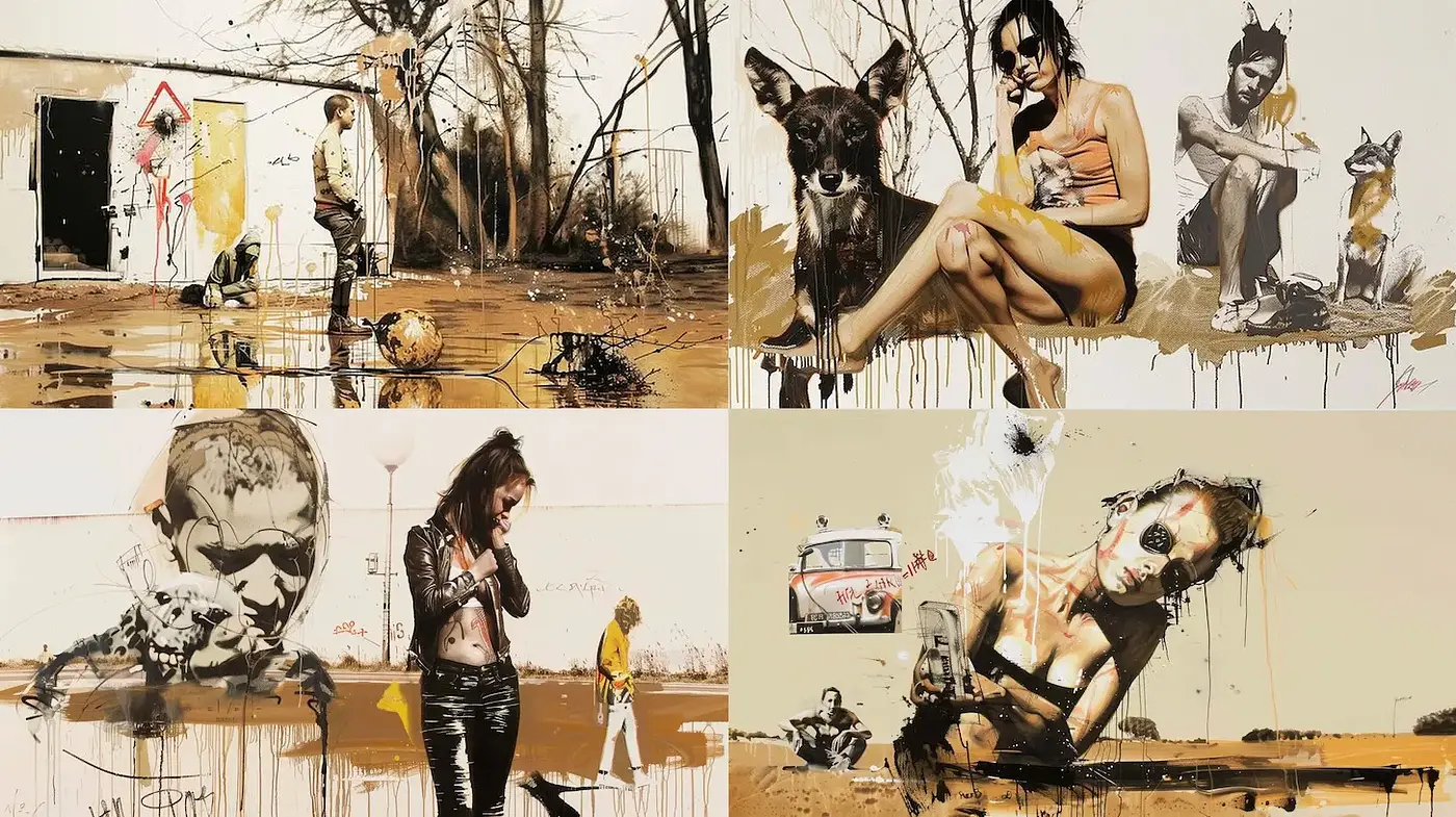 Urban expressive painting with a gritty texture and emotional resonance - Midjourney sref style