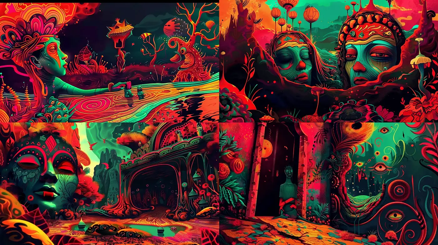 Psychedelic Dreamscape Fusion - Midjourney sref style