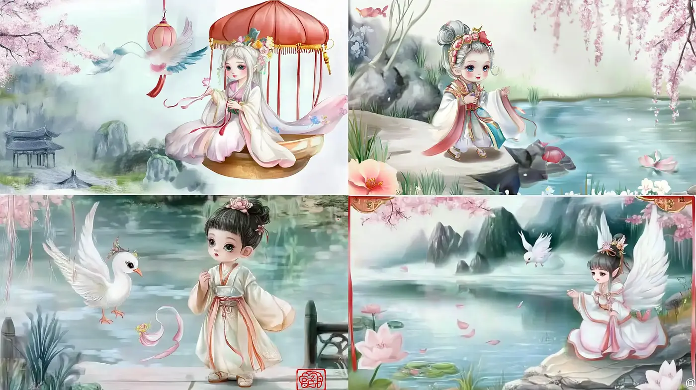 Ethereal Cherry Blossoms and Mist - A Whimsical Oriental Fantasy - Midjourney sref style