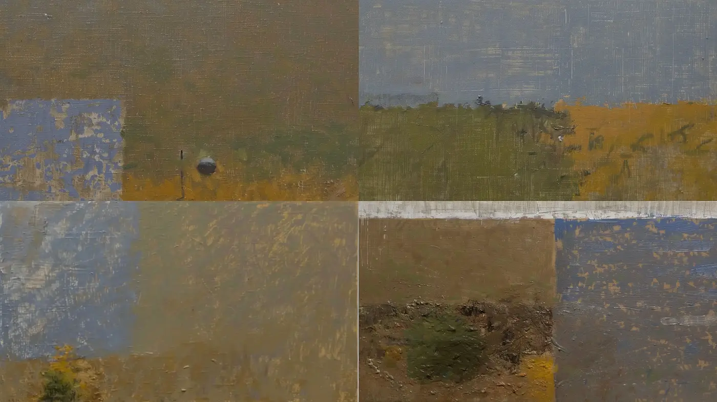 Subdued Rustic Textural Harmony: A Study in Earthen Hues and Aged Patina - Midjourney sref style