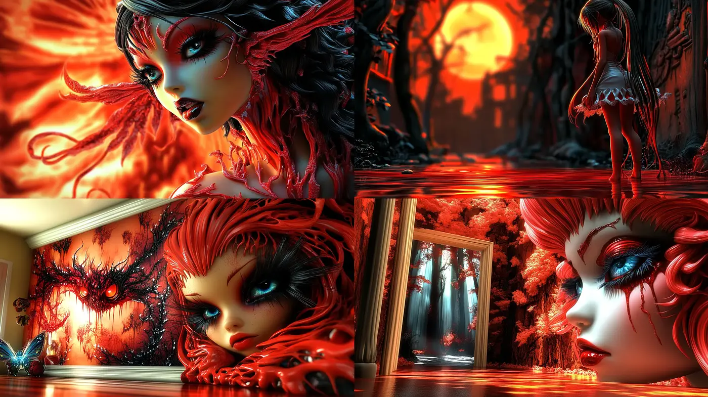 Ethereal Gothic Fantasy with Vivid Contrasting Tones - Midjourney sref style