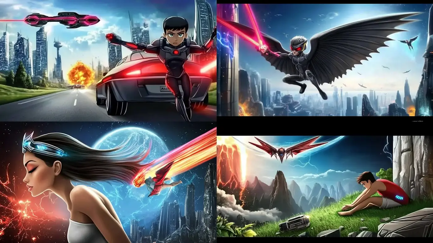 Futuristic Fantasy Fusion with Vibrant Digital Art Aesthetics - Midjourney sref style