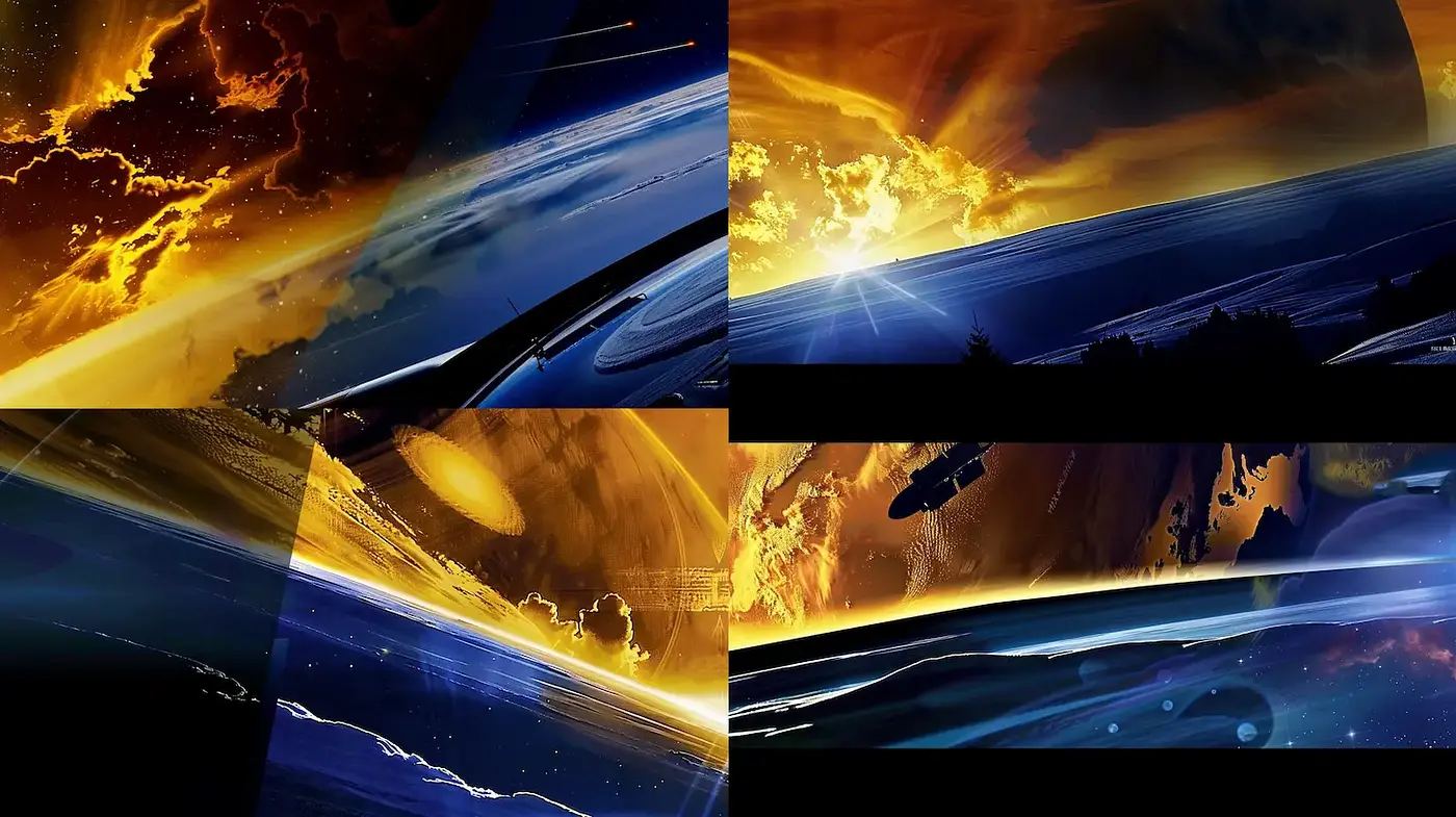 Stunning cosmic vistas with dramatic light play - Midjourney sref style