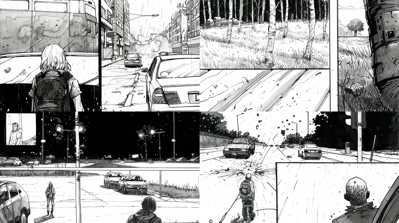 Monochromatic Nostalgia in Contemporary Graphic Novel Illustrations - Midjourney sref style