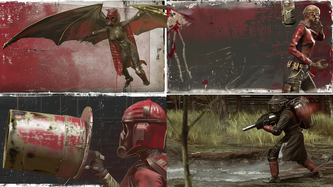 Post-Apocalyptic Red-Tinted Grunge Expressionism - Midjourney sref style