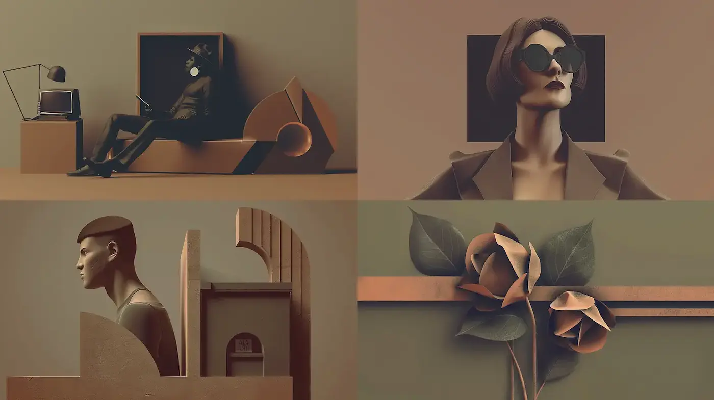 Contemporary Minimalism with Art Deco Influences and Rich Textures - Midjourney sref style