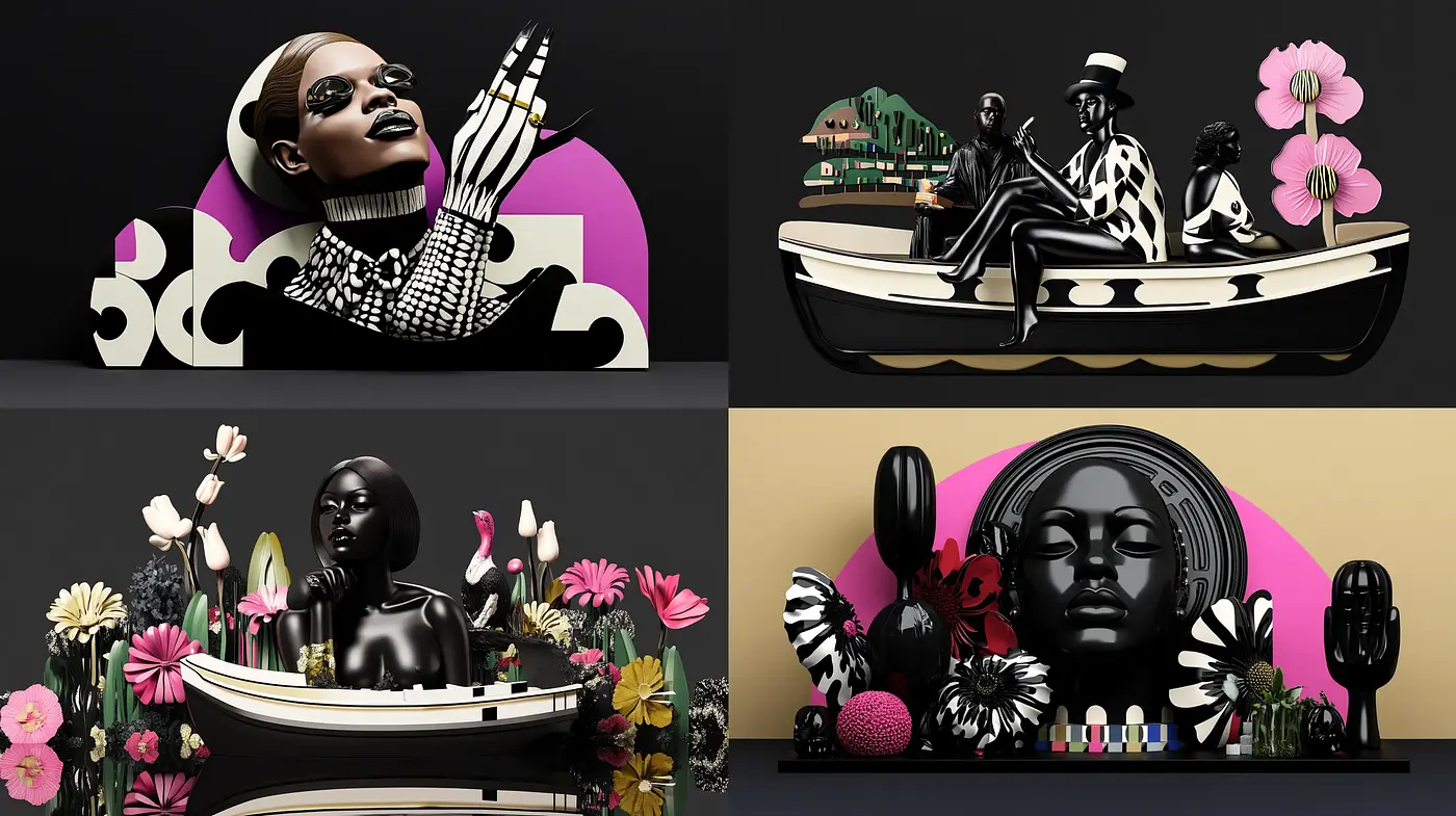 Contemporary Digital Surrealism with a Monochromatic Twist - Midjourney sref style