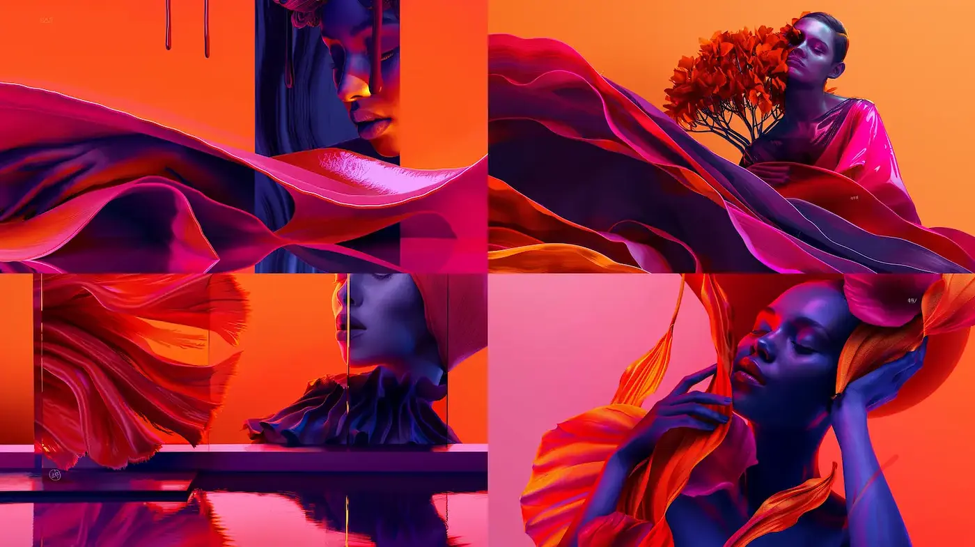 Vibrant and Fluid Visuals with Ethereal Elements - Midjourney sref style