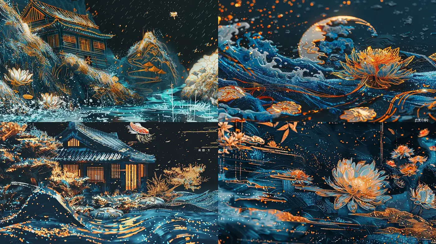 Ethereal aquatic landscapes with intricate detail - Midjourney sref style