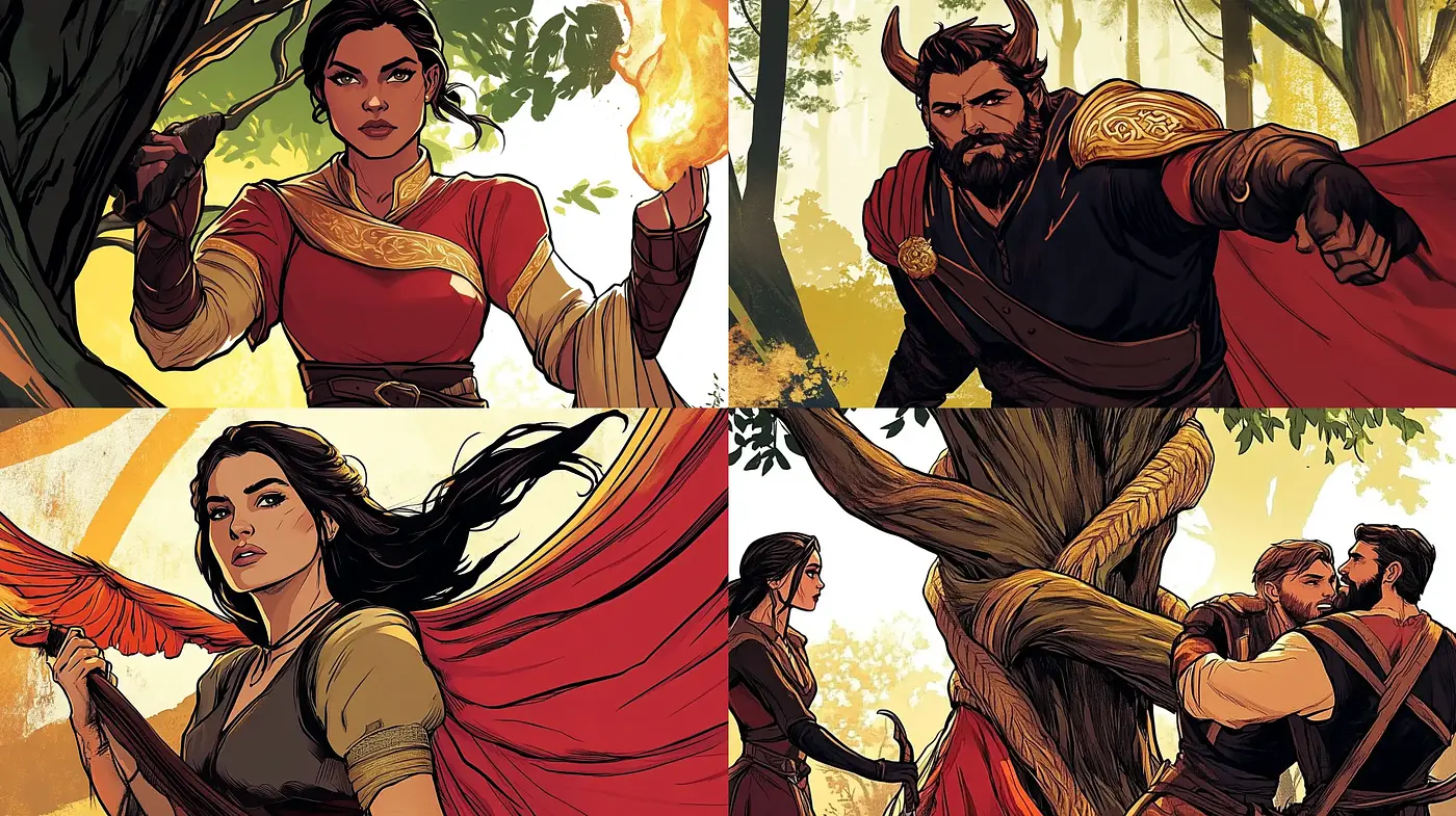 Epic Saga Illustration Style with Vibrant Storybook Qualities - Midjourney sref style