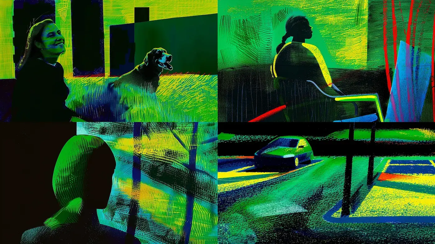 Dynamic and vibrant exploration of contemporary environments through expressive color and texture - Midjourney sref style