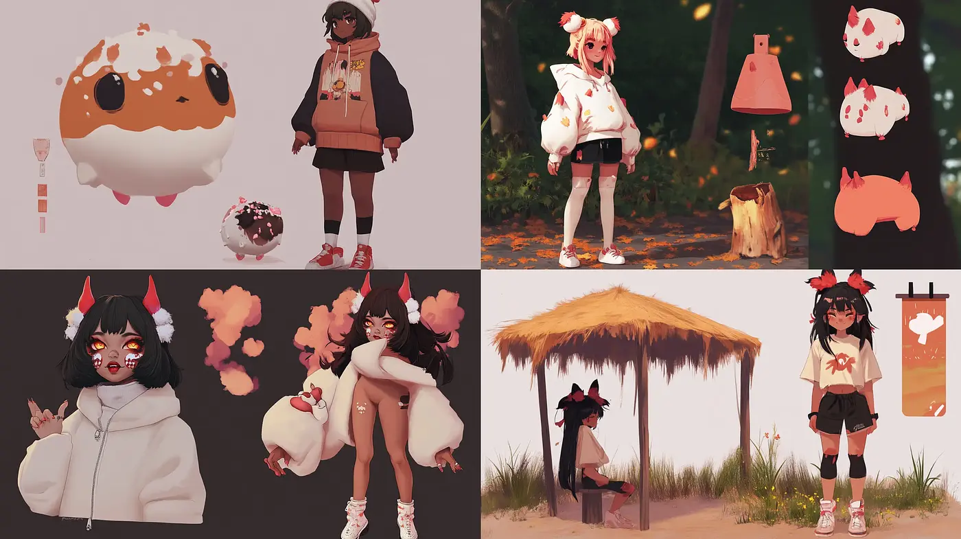 Whimsical Anime-Inspired Fusion with Earth Tones and Soft Textures - Midjourney sref style