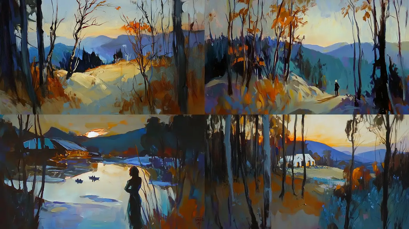 Twilight Serenity: A Homage to Post-Impressionist Wilderness - Midjourney sref style