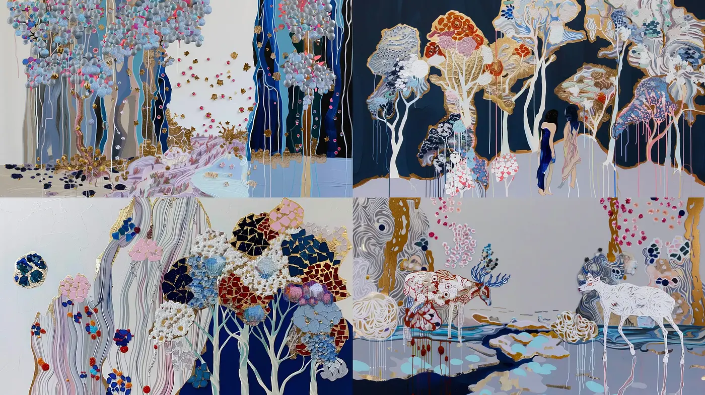 Ethereal Botanical Symphony with Modern Abstract Flair - Midjourney sref style