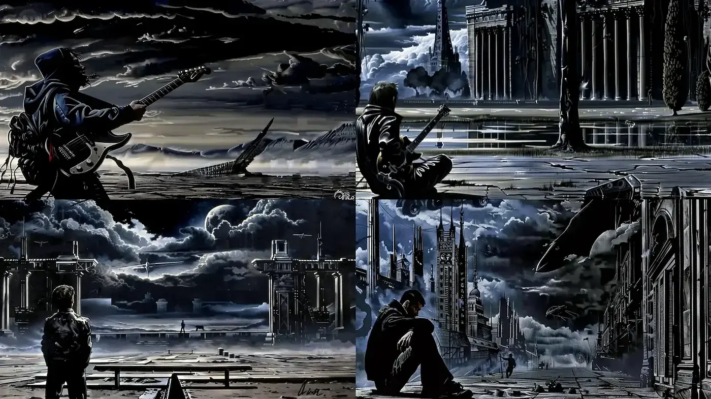 Dystopian Dreamscape: A Homage to Surrealist Echoes - Midjourney sref style