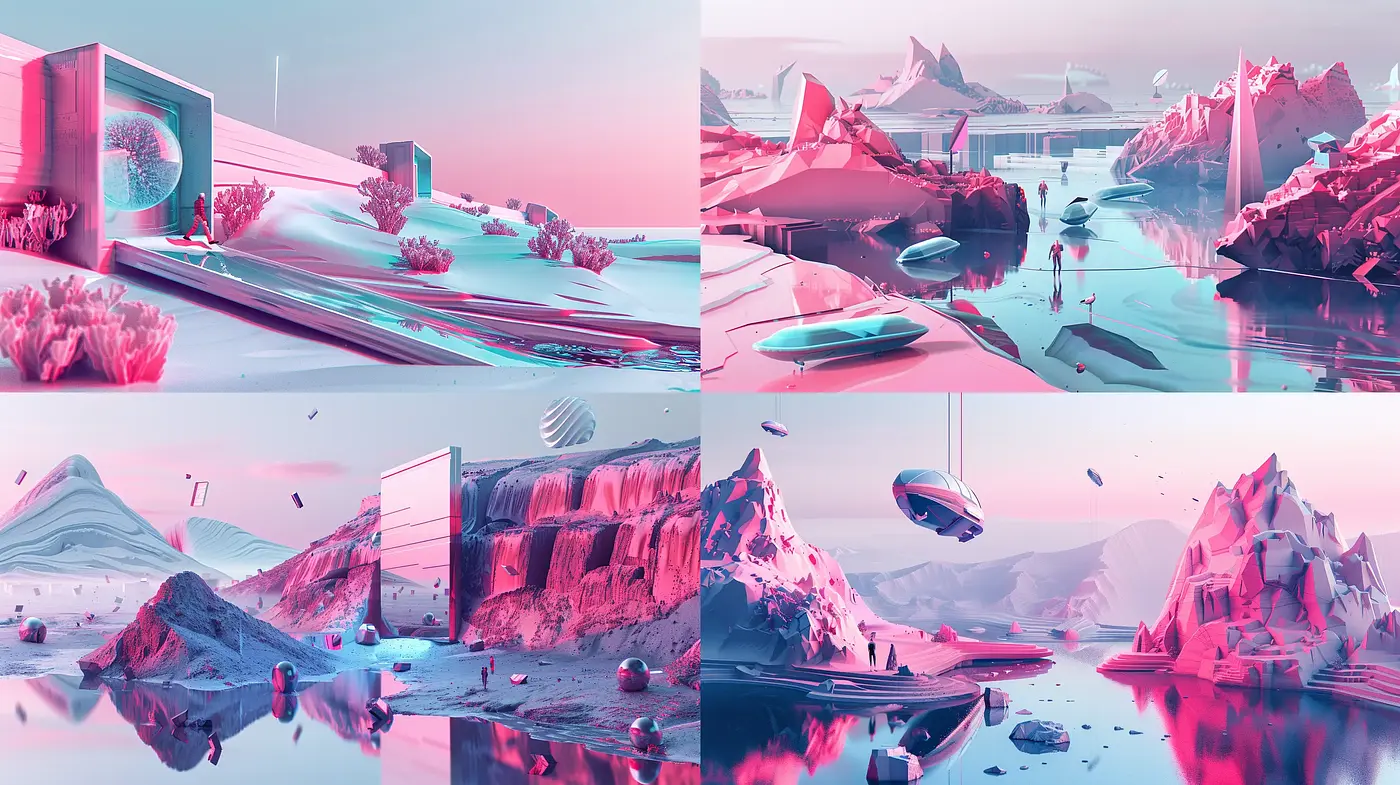 Futuristic Serenity in Pastel Dreamscape - Midjourney sref style