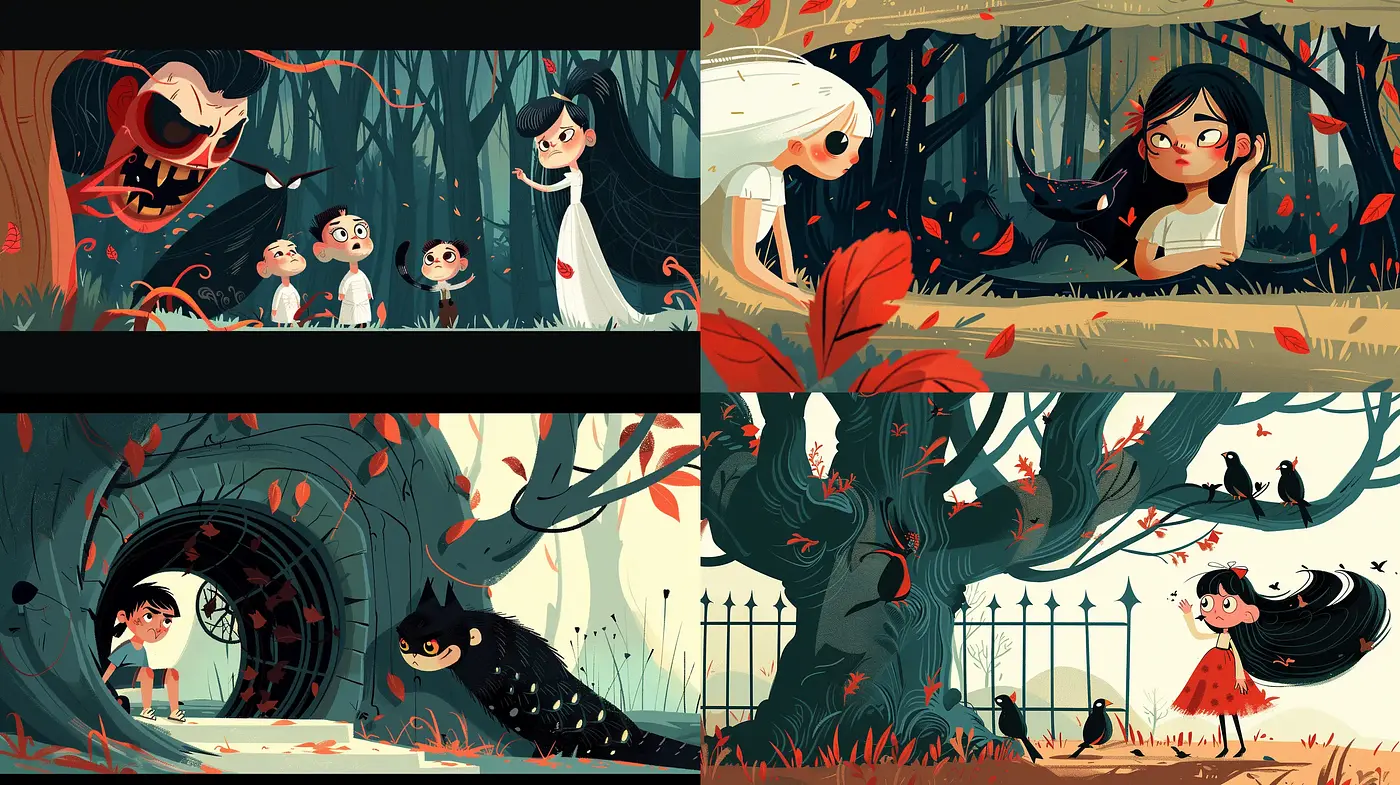 Enchanted Forest Whimsy: A Harmonious Blend of Stylized Animation and Storybook Illustration - Midjourney sref style