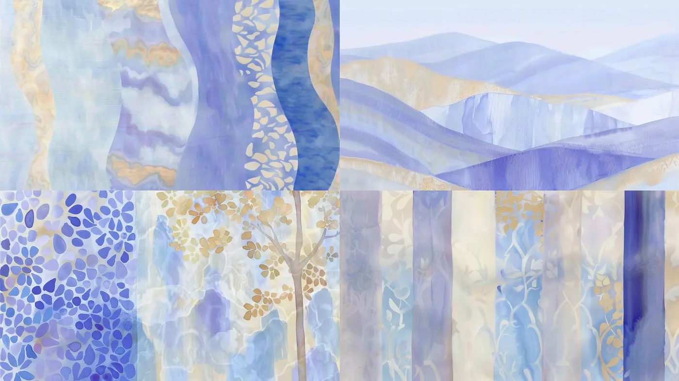 Ethereal Brushstrokes and Serenity: A Veil of Cool Watercolor Hues - Midjourney sref style