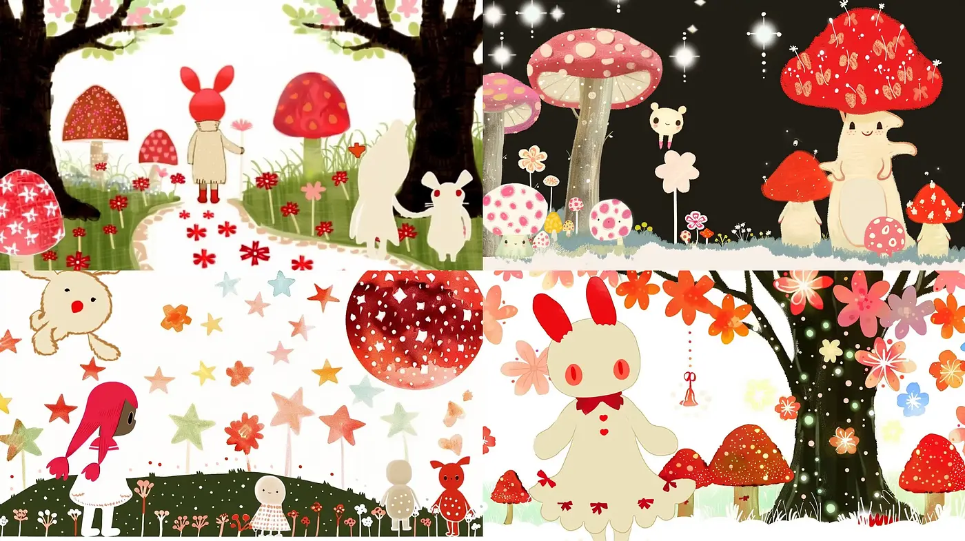 Whimsical Woodland Dreamscapes with a Storybook Charm - Midjourney sref style