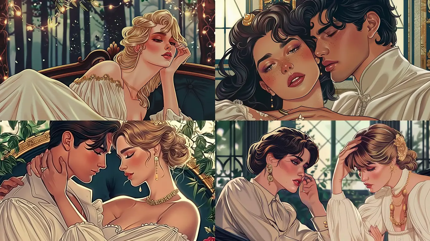 Romantic Nostalgia: A Classic Illustrative Tribute to Love and Emotion - Midjourney sref style