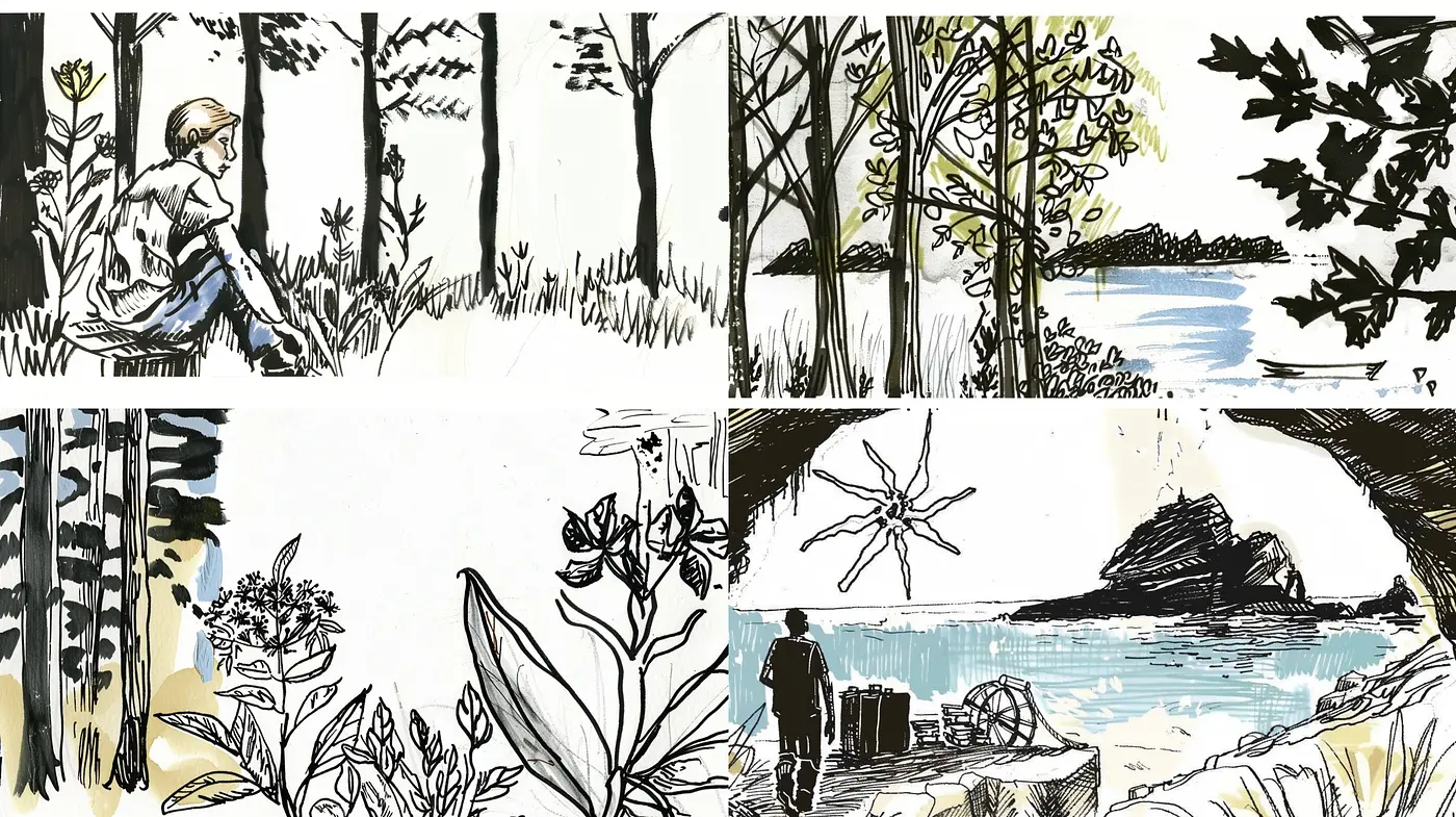 Harmonious Pen-and-Ink with Washes: A Stylized Blend of Drawing and Painting - Midjourney sref style