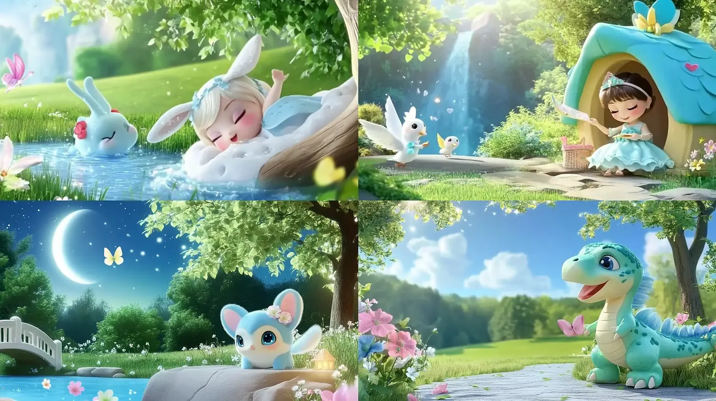 Enchanted Whimsical Wonderland: A Consistent Fusion of Vibrant Pastel Dreamscapes - Midjourney sref style